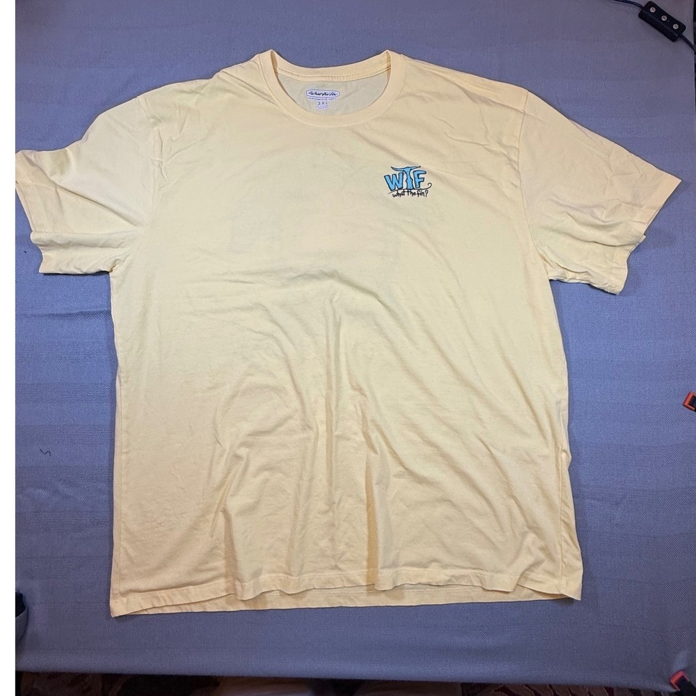 What The Fin Mens 3XL Yellow Sea Turtle Sunset Graphic Performance T-Shirt